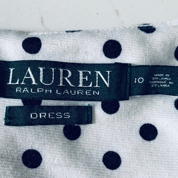 Lauren Ralph Lauren White/Black Polka Dot Dress 10 - Picture 9 of 10